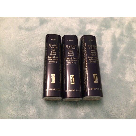 3 Avon Beyond Color Triple Benefit Lipstick FIESTA NOS .13 oz - Picture 1 of 5